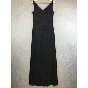 Vintage Sequined Black Stenay 90s Maxi Dress Womens Size M